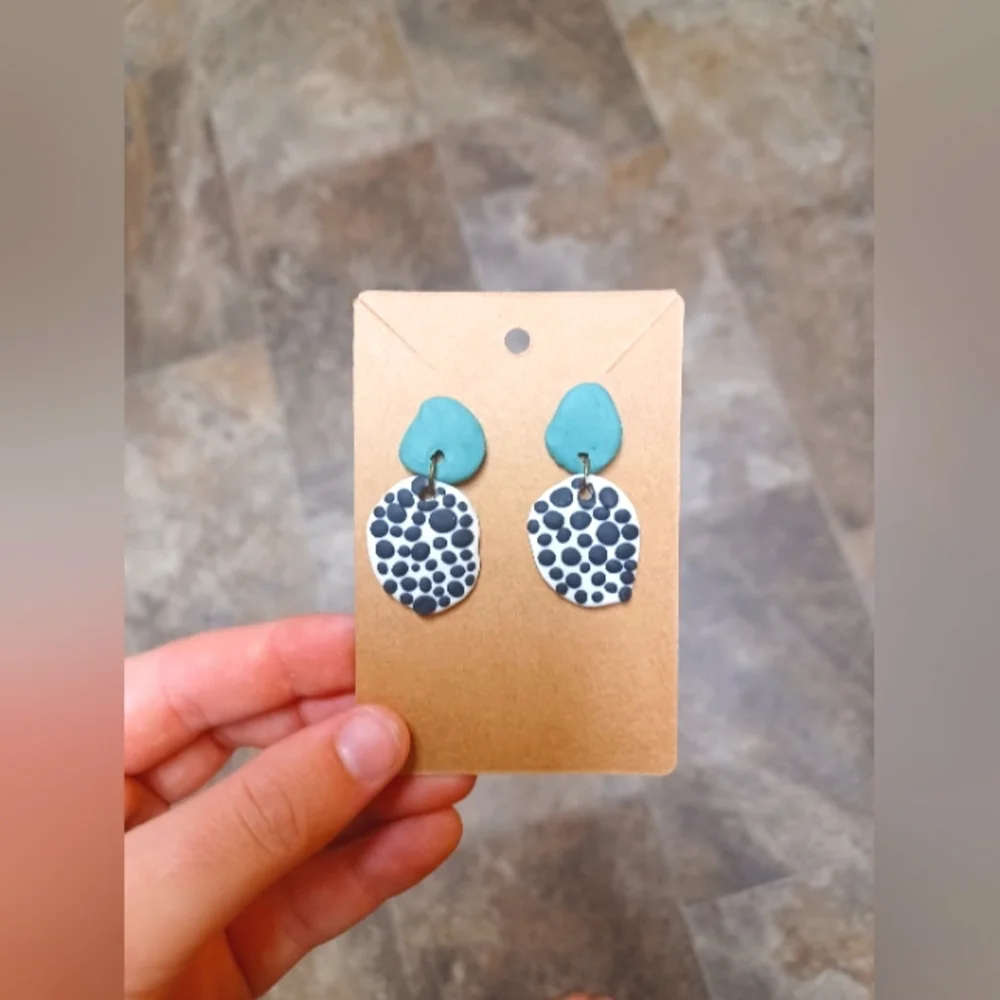 Modern Green Polka Dot Dalmatian Earrings - Picture 1 of 1